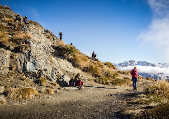 a group of hikes enjoying the view of the Australia mountains